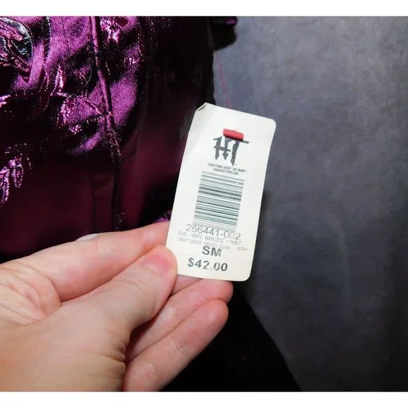 Y2K Discontinued Tripp Purple Brocade Gothic Boned Top NWT - Picture 3 of 9